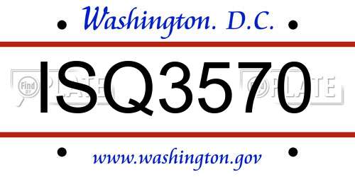 ISQ3570 District Of Columbia License Plate