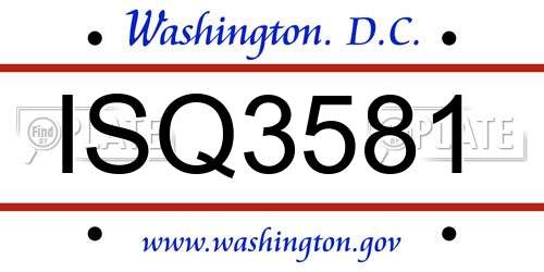 ISQ3581 District Of Columbia License Plate