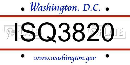 ISQ3820 District Of Columbia License Plate