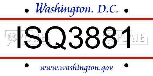 ISQ3881 District Of Columbia License Plate
