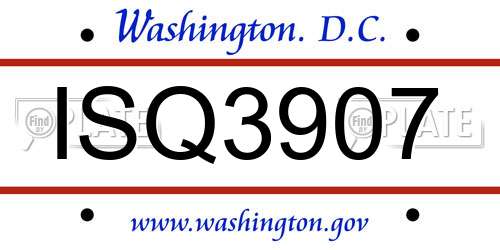 ISQ3907 District Of Columbia License Plate