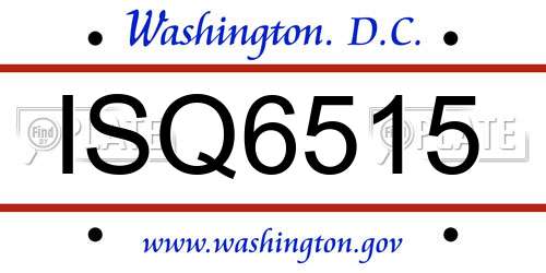 ISQ6515 District Of Columbia License Plate
