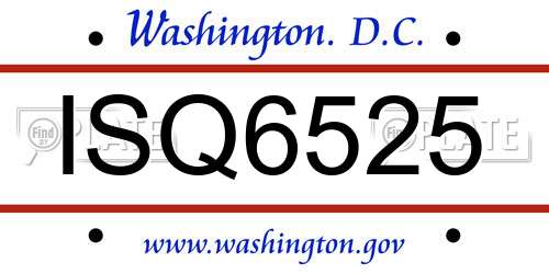 ISQ6525 District Of Columbia License Plate