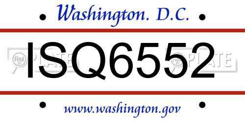 ISQ6552 District Of Columbia License Plate