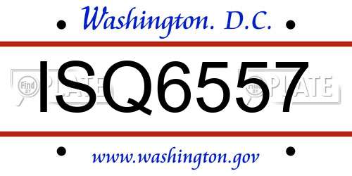ISQ6557 District Of Columbia License Plate