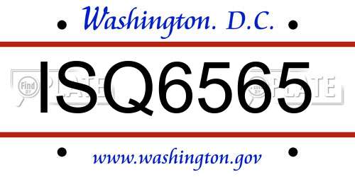 ISQ6565 District Of Columbia License Plate