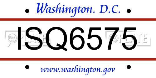 ISQ6575 District Of Columbia License Plate