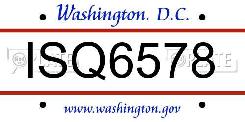 ISQ6578 District Of Columbia License Plate