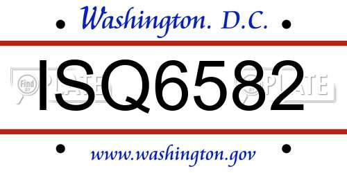 ISQ6582 District Of Columbia License Plate
