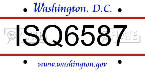 ISQ6587 District Of Columbia License Plate