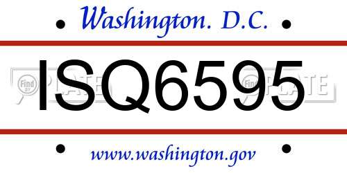 ISQ6595 District Of Columbia License Plate
