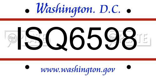 ISQ6598 District Of Columbia License Plate