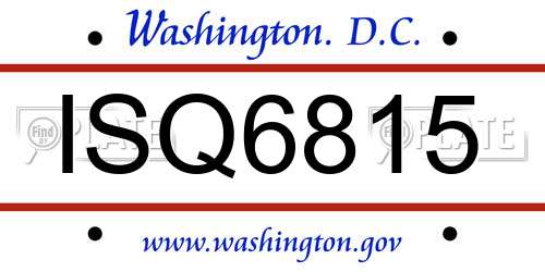 ISQ6815 District Of Columbia License Plate