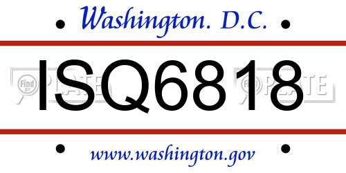 ISQ6818 District Of Columbia License Plate