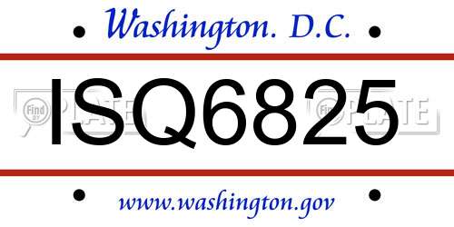 ISQ6825 District Of Columbia License Plate