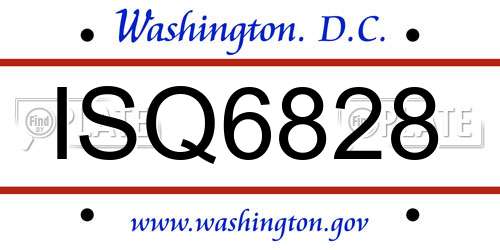 ISQ6828 District Of Columbia License Plate