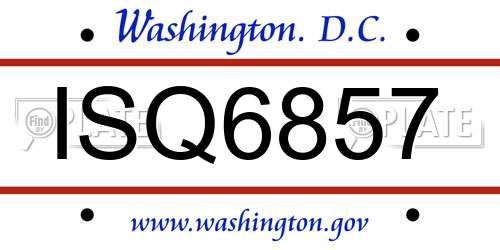 ISQ6857 District Of Columbia License Plate