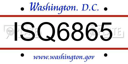 ISQ6865 District Of Columbia License Plate