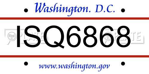 ISQ6868 District Of Columbia License Plate