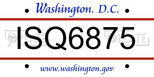 ISQ6875 District Of Columbia License Plate