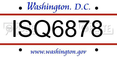 ISQ6878 District Of Columbia License Plate