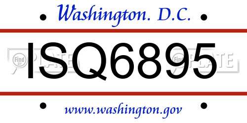 ISQ6895 District Of Columbia License Plate