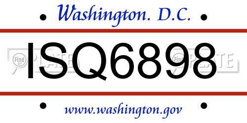 ISQ6898 District Of Columbia License Plate