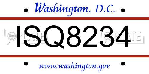 ISQ8234 District Of Columbia License Plate