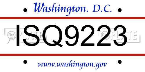 ISQ9223 District Of Columbia License Plate