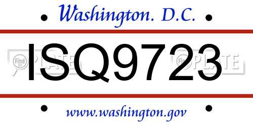 ISQ9723 District Of Columbia License Plate