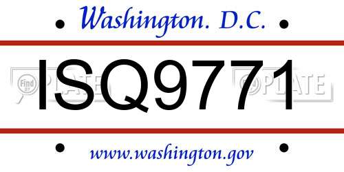 ISQ9771 District Of Columbia License Plate