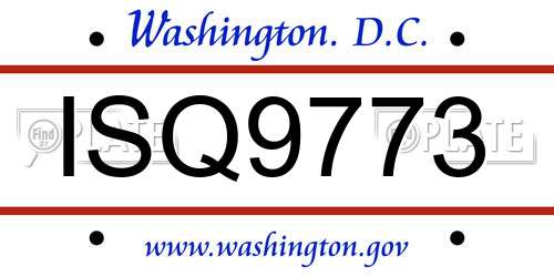 ISQ9773 District Of Columbia License Plate