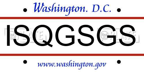 ISQGSGS District Of Columbia License Plate