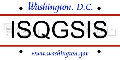 ISQGSIS District Of Columbia License Plate