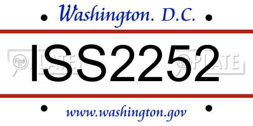 ISS2252 District Of Columbia License Plate