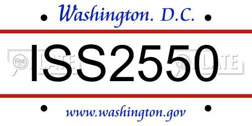 ISS2550 District Of Columbia License Plate