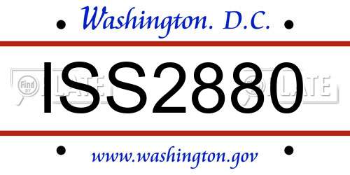 ISS2880 District Of Columbia License Plate