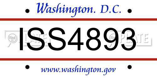 ISS4893 District Of Columbia License Plate