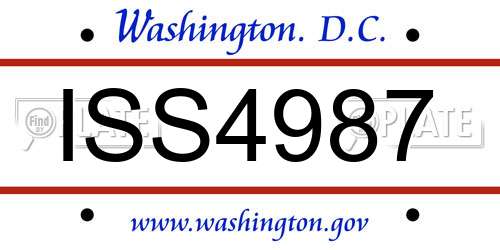 ISS4987 District Of Columbia License Plate