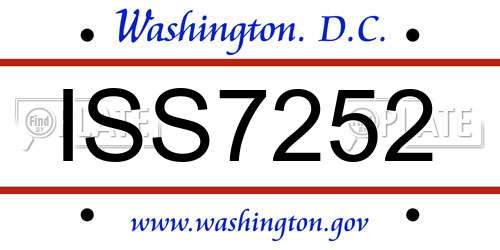 ISS7252 District Of Columbia License Plate