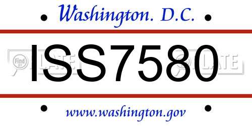 ISS7580 District Of Columbia License Plate