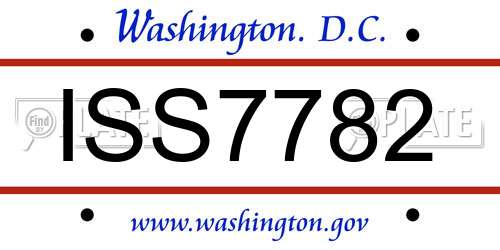 ISS7782 District Of Columbia License Plate