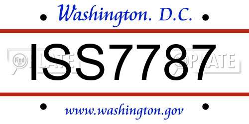 ISS7787 District Of Columbia License Plate