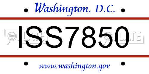 ISS7850 District Of Columbia License Plate