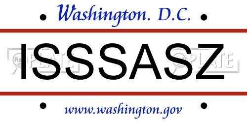 ISSSASZ District Of Columbia License Plate