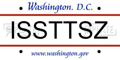 ISSTTSZ District Of Columbia License Plate