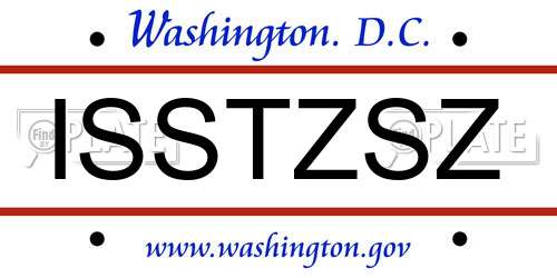 ISSTZSZ District Of Columbia License Plate