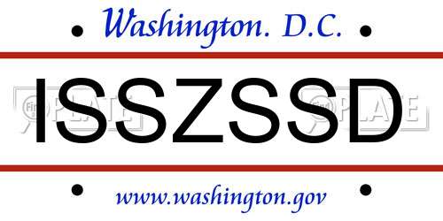 ISSZSSD District Of Columbia License Plate