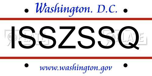 ISSZSSQ District Of Columbia License Plate