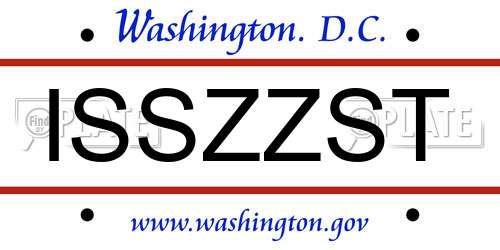 ISSZZST District Of Columbia License Plate